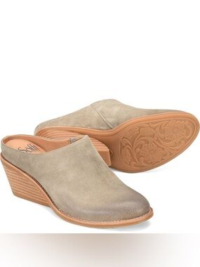 Sofft Nicki Slip-On Leather Wedge Heel Mule Booties Clog Size 10